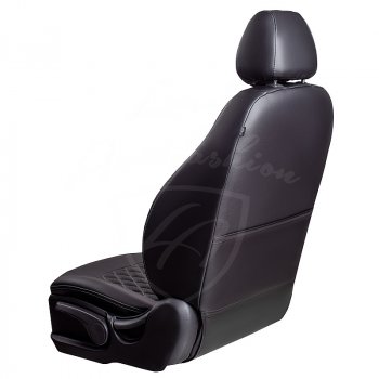 7 199 р. Чехлы для сидений Lord Autofashion Турин Ромб (экокожа, раздельная спинка) Renault Megane седан  дорестайлинг (2002-2006) (Черный, вставка черная, строчка серая)  с доставкой в г. Воронеж. Увеличить фотографию 3