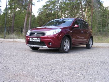 2 099 р. Накладка на передний бампер KART губа Renault Sandero (BS) (2009-2014) (Неокрашенная)  с доставкой в г. Воронеж. Увеличить фотографию 1