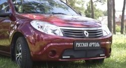 2 099 р. Защитная сетка решетки переднего бампера (с ДХО) РА Renault Sandero (BS) (2009-2014)  с доставкой в г. Воронеж. Увеличить фотографию 2
