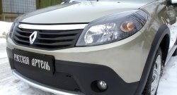 1 299 р. Зимняя заглушка решетки переднего бампера РА  Renault Sandero Stepway  (BS) (2010-2014)  с доставкой в г. Воронеж. Увеличить фотографию 2