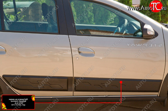 1 439 р. Молдинг двери RA (передний правый) Renault Sandero (B8) рестайлинг (2018-2025) (Поверхность глянец (под окраску), Неокрашенный)  с доставкой в г. Воронеж