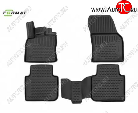 1 019 р. Комплект 3D ковриков салона Format (повышенная износостойкость).  Renault Sandero  (B8) - Sandero Stepway  (B8) (Черные)  с доставкой в г. Воронеж