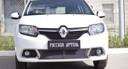 2 169 р. Защитная сетка решетки переднего бампера РА Renault Sandero (B8) дорестайлинг (2014-2018)  с доставкой в г. Воронеж. Увеличить фотографию 5