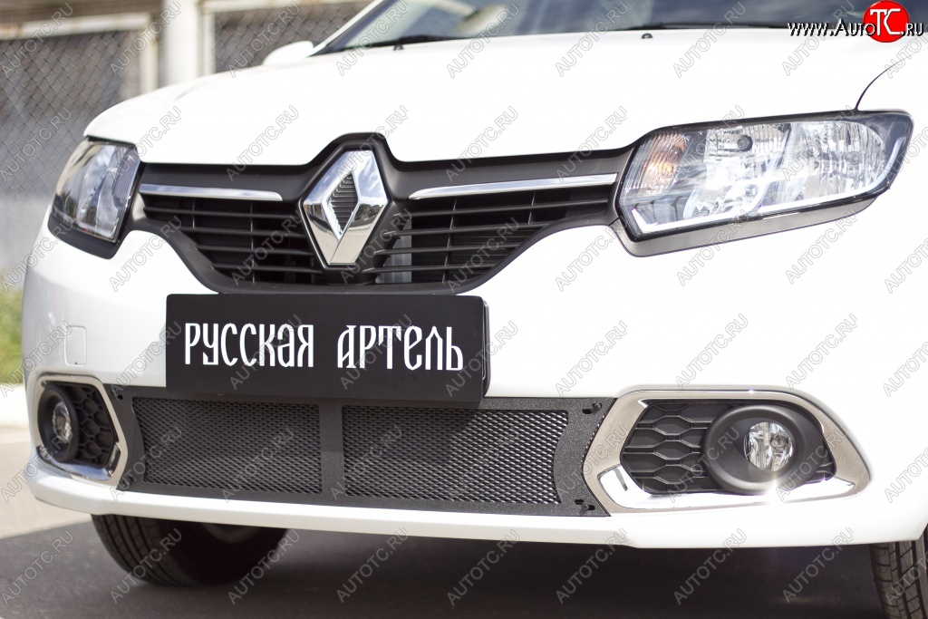 2 169 р. Защитная сетка решетки переднего бампера РА Renault Sandero (B8) дорестайлинг (2014-2018)  с доставкой в г. Воронеж