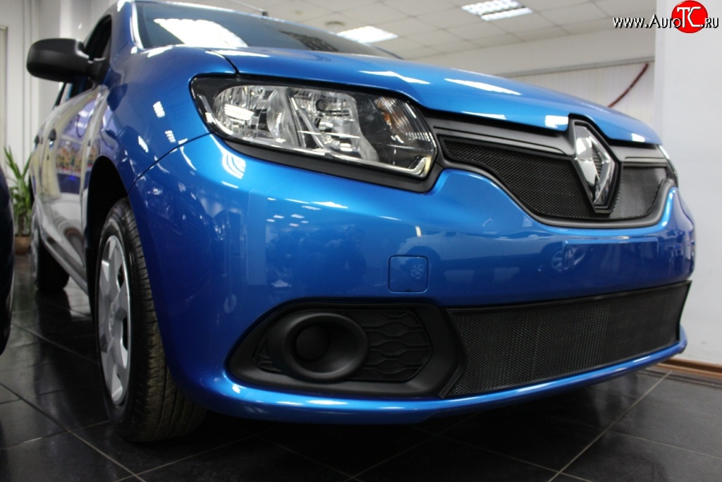 1 469 р. Нижняя сетка на бампер Russtal (черная) Renault Sandero (B8) дорестайлинг (2014-2018)  с доставкой в г. Воронеж