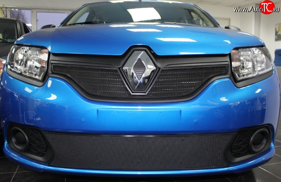 1 469 р. Сетка в решетку радиатора Russtal Renault Sandero (B8) дорестайлинг (2014-2018) (черная)  с доставкой в г. Воронеж