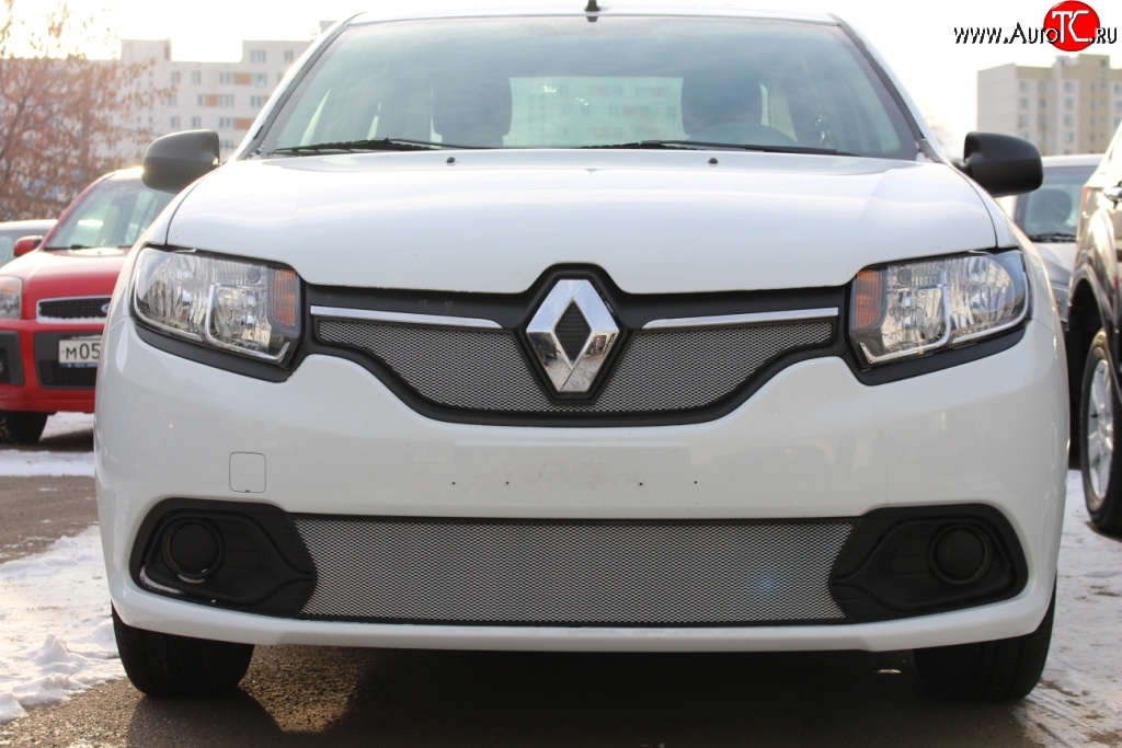 1 539 р. Нижняя сетка на бампер Stepway Russtal (хром) Renault Sandero (B8) дорестайлинг (2014-2018)  с доставкой в г. Воронеж