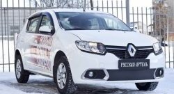 1 179 р. Зимняя заглушка решетки переднего бампера РА Renault Sandero (B8) дорестайлинг (2014-2018)  с доставкой в г. Воронеж. Увеличить фотографию 3
