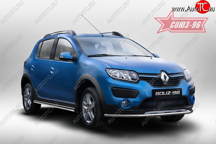 10 799 р. Защита переднего бампера одинарная Stepway Souz-96 (d42)  Renault Sandero Stepway  (B8) (2014-2018) дорестайлинг  с доставкой в г. Воронеж