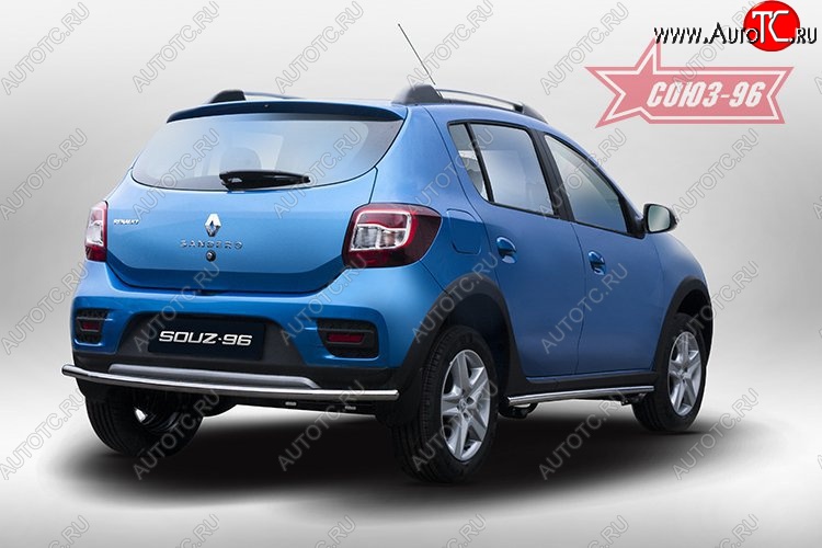 8 099 р. Защита заднего бампера Souz-96 (d42)  Renault Sandero Stepway  (B8) (2014-2018) дорестайлинг  с доставкой в г. Воронеж