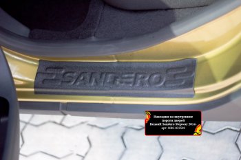 589 р. Накладки порожков салона RA  Renault Sandero  (B8) (2014-2018) дорестайлинг (Задние)  с доставкой в г. Воронеж. Увеличить фотографию 1