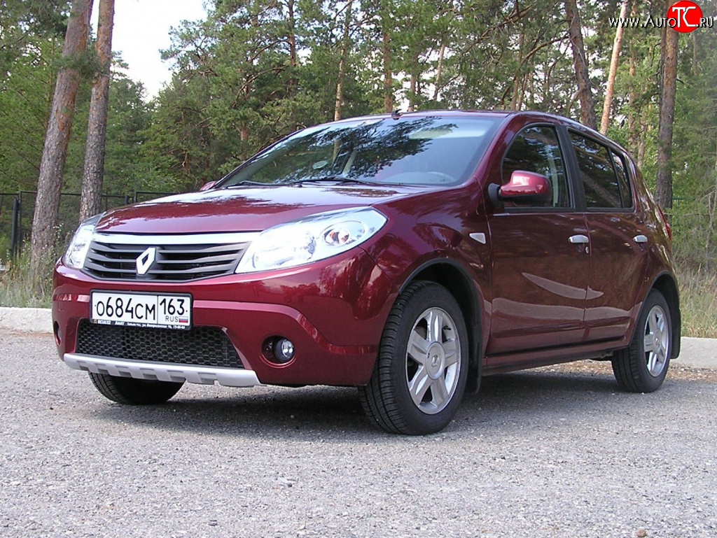 2 799 р. Низкая накладка Kart на передний бампер  Renault Sandero  (BS) (2009-2014) (Неокрашенная)  с доставкой в г. Воронеж