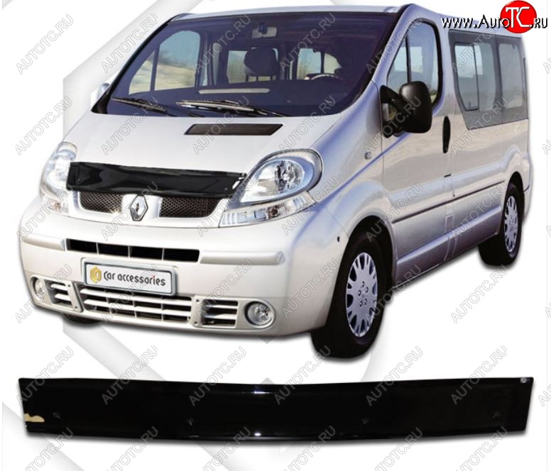 1 839 р. Дефлектор капота CA-Plastic Renault Trafic X83 дорестайлинг (2001-2006) (Classic черный, Без надписи)  с доставкой в г. Воронеж