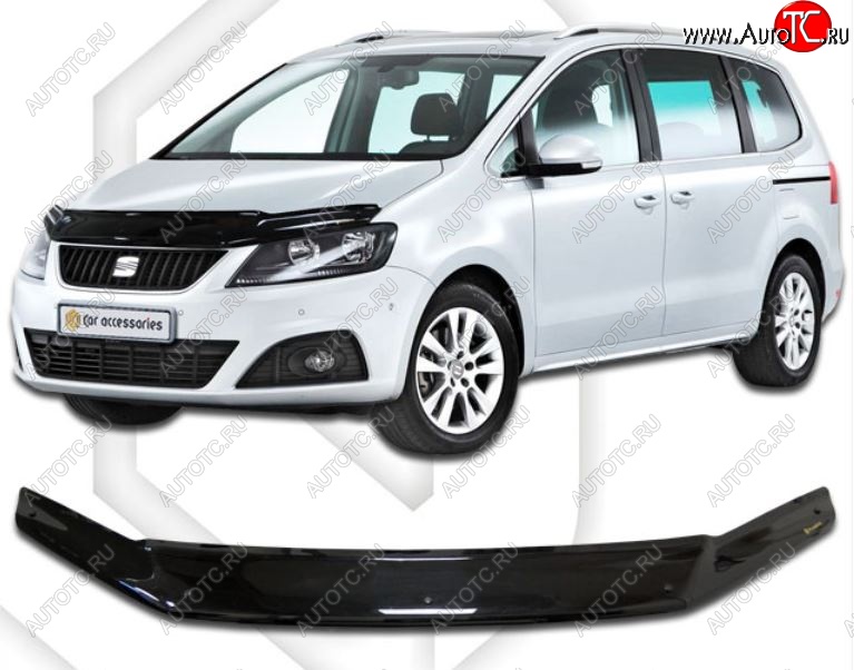 2 199 р. Дефлектор капота CA-Plastic  Seat Alhambra  7N (2010-2020) дорестайлинг, рестайлинг (Classic черный, Без надписи)  с доставкой в г. Воронеж