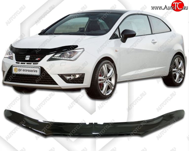 1 899 р. Дефлектор капота CA-Plastic  Seat Ibiza ( 6J,6P хэтчбэк 5 дв.,  6J,6P универсал) (2012-2016)  рестайлинг (Classic черный, Без надписи)  с доставкой в г. Воронеж