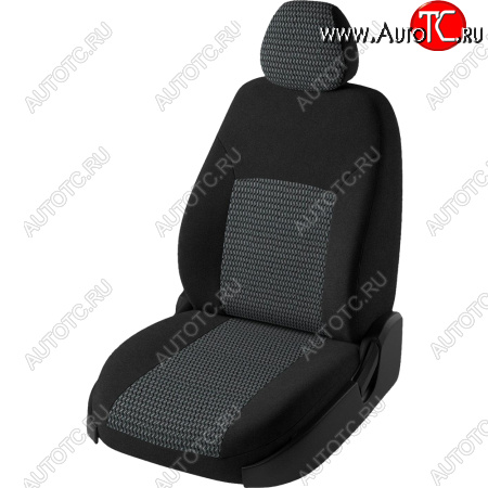 5 399 р. Чехлы сидений Lord Autofashion Дублин (жаккард, 60/40, раздельное заднее сиденье и спинка, 2Г-образ. подголовника)  Ford Fusion  1 (2002-2012) хэтчбэк дорестайлинг,  рестайлинг, хэтчбэк (Чёрный, зигзаг)  с доставкой в г. Воронеж