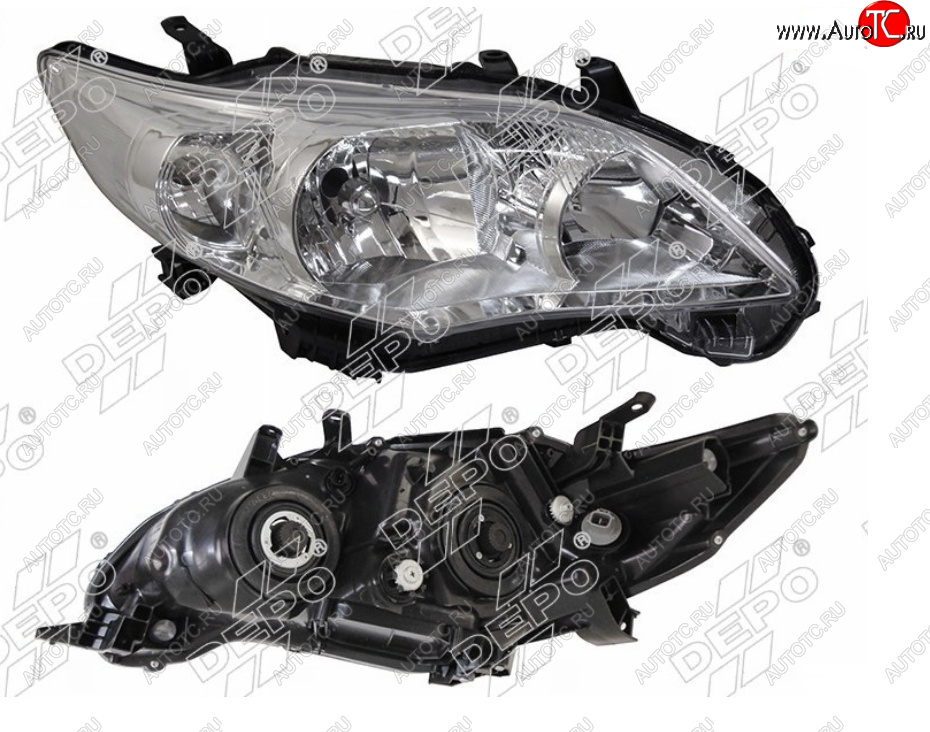 12 499 р. Правая фара DEPO Toyota Corolla E150 седан рестайлинг (2009-2013)  с доставкой в г. Воронеж