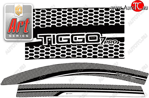 2 199 р. Дефлектора окон CA-Plastic  Chery Tiggo 7 PRO (2019-2025) (Серия Art белая, без хром. молдинга, крепление скотч)  с доставкой в г. Воронеж