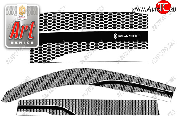 2 399 р. Ветровики дверей CA-Plastic Lexus LX570 J200 дорестайлинг (2007-2012) (Серия Art черная, без хром. молдинга, крепление скотч)  с доставкой в г. Воронеж