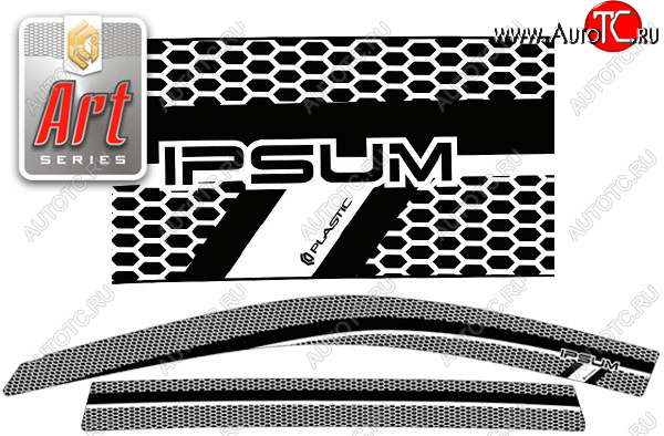 2 399 р. Ветровики дверей CA-Plastic  Toyota Ipsum  SXM10 (1998-2001) рестайлинг (Серия Art черная, без хром. молдинга, крепление скотч)  с доставкой в г. Воронеж