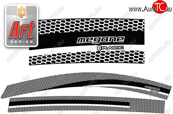 2 299 р. Ветровики дверей CA-Plastic  Renault Megane  хэтчбэк 5 дв. (2008-2016) дорестайлинг,  рестайлинг (Серия Art черная, без хром. молдинга)  с доставкой в г. Воронеж