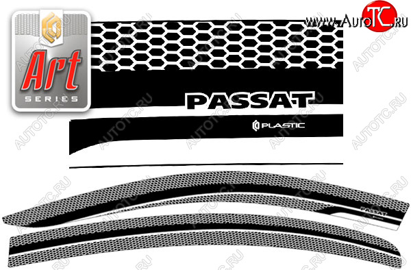 2 399 р. Ветровики дверей CA-Plastic  Volkswagen Passat  B8 (2015-2019) седан дорестайлинг (Серия Art черная)  с доставкой в г. Воронеж