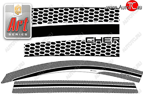 2 199 р. Дефлектора окон CA-Plastic  Chery Tiggo 8 PRO (2021-2025) (Серия Art черная, без хром. молдинга)  с доставкой в г. Воронеж
