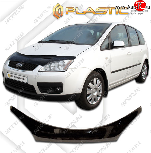 2 399 р. Дефлектор капота (exclusive) CA-Plastic  Ford C-max  Mk1 (2003-2007) доресталинг (Classic чёрный, Без надписи)  с доставкой в г. Воронеж