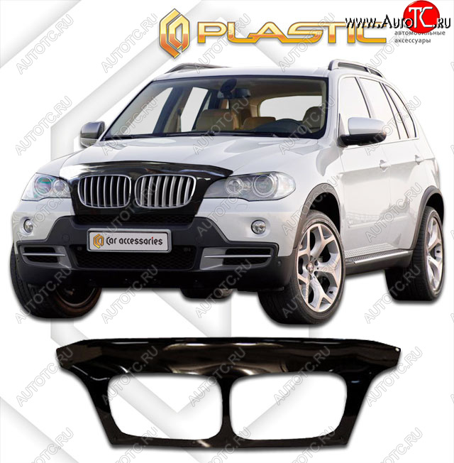 2 599 р. Дефлектор капота (exclusive) CA-Plastic BMW X5 E70 дорестайлинг (2006-2010) (Classic чёрный, Без надписи)  с доставкой в г. Воронеж