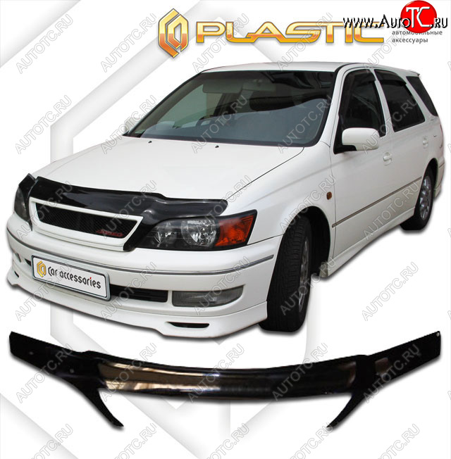 2 399 р. Дефлектор капота (exclusive) CA-Plastic  Toyota Vista Ardeo  V50 (1998-2000) дорестайлинг универсал (Classic чёрный, Без надписи)  с доставкой в г. Воронеж