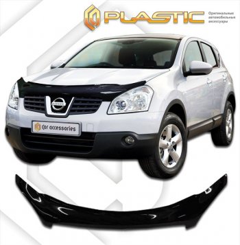 2 399 р. Дефлектор капота (exclusive) CA-Plastic  Nissan Dualis (2007-2014) J10 дорестайлинг, J10 1-ый рестайлинг, J10 2-ой рестайлинг (серия Classic черный, Без надписи)  с доставкой в г. Воронеж. Увеличить фотографию 2