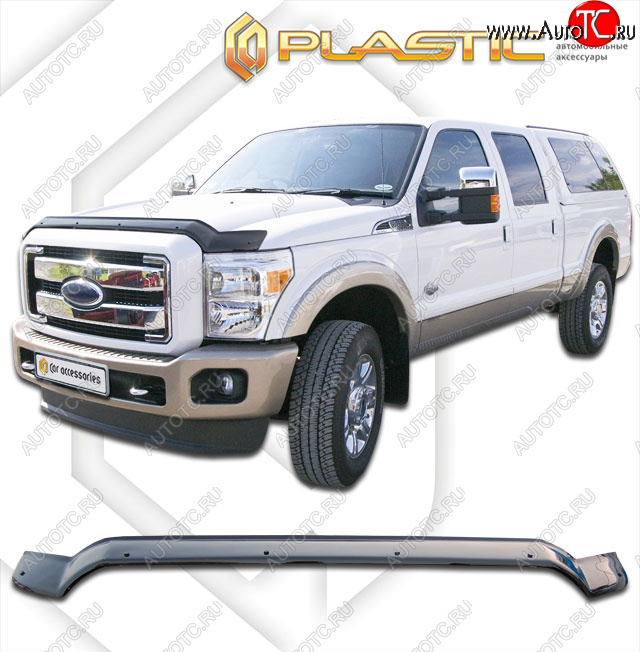 2 899 р. Дефлектор капота (exclusive) CA-Plastic  Ford F350  P473 PickUp CrewCab (2010-2016) (Classic чёрный, Без надписи)  с доставкой в г. Воронеж