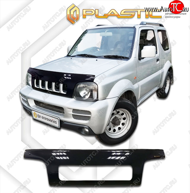 2 399 р. Дефлектор капота (exclusive) CA-Plastic  Suzuki Jimny  JB23/JB43 (1998-2012) дорестайлинг, 1-ый рестайлинг (Classic чёрный, Без надписи)  с доставкой в г. Воронеж