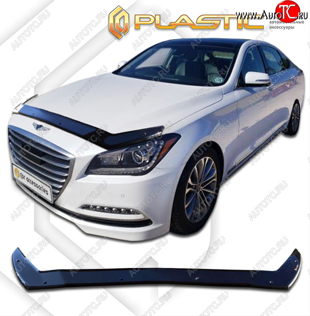 2 399 р. Дефлектор капота (exclusive) CA-Plastic  GENESIS G80  DH (2017-2020) (Classic чёрный, Без надписи)  с доставкой в г. Воронеж
