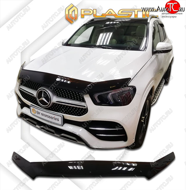 2 899 р. Дефлектор капота (exclusive) CA-Plastic  Mercedes-Benz GLE class  W167 (2018-2025) (Classic чёрный, Без надписи)  с доставкой в г. Воронеж