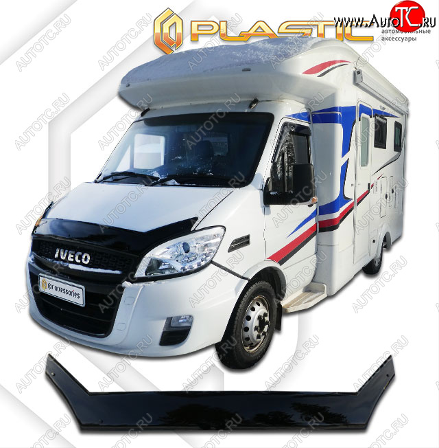 3 099 р. Дефлектор капота exclusive CA-Plastic  Iveco Baudi (2018-2025) автодом (Classic черный, без надписи)  с доставкой в г. Воронеж