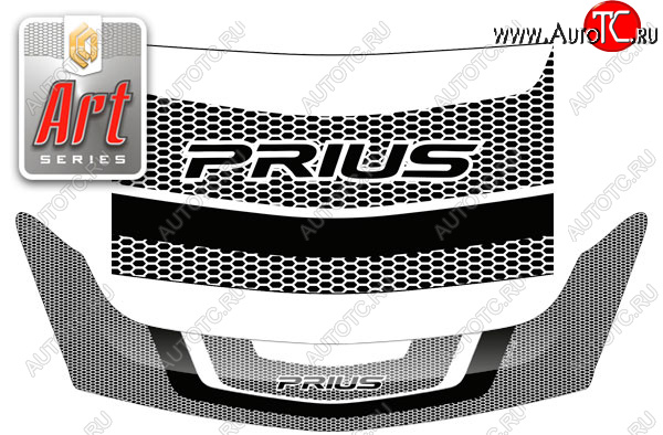 2 879 р. Дефлектор капота (правый руль) CA-Plastic  Toyota Prius  XW20 (2003-2011) дорестайлинг, рестайлинг (серия Art серебро)  с доставкой в г. Воронеж