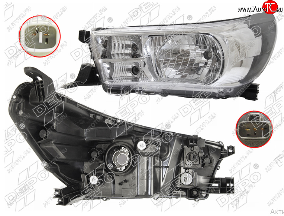 13 949 р. Левая фара (галоген под корректор) DEPO  Toyota Hilux Revo (2015-2018) Double Cab дорестайлинг  с доставкой в г. Воронеж