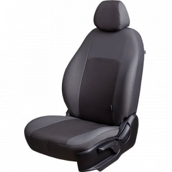 Чехлы сидений Lord Autofashion Дублин (комплектация Люкс, жаккард, 60/40, раздельная задняя спинка и сиденье, 3Г-образных подголовника) Лада Гранта FL ( 2191,  2190,  2192) (2018-2025) лифтбек, седан, хэтчбек (Серый, стежок серый)