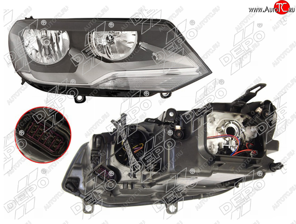 6 499 р. Правая фара (галоген, с корректором) DEPO Volkswagen Touareg NF дорестайлинг (2010-2014)  с доставкой в г. Воронеж