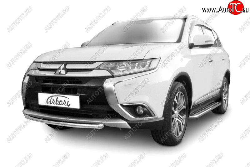 4 499 р. Защита переднего бампера (короткая диаметр 57 мм) Arbori Mitsubishi Outlander GF 2-ой рестайлинг (2015-2018)  с доставкой в г. Воронеж