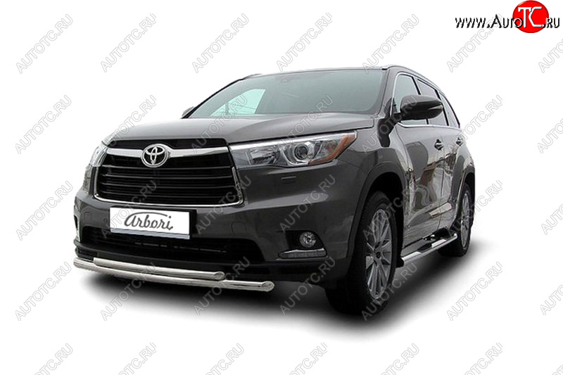 25 549 р. Защита переднего бампера двойная (диаметр 57+42 мм) Arbori  Toyota Highlander  XU50 (2013-2017) дорестайлинг  с доставкой в г. Воронеж