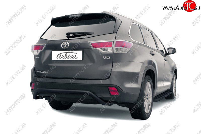 2 799 р. Защита заднего бампера (диаметр 57 мм) Arbori Toyota Highlander XU50 дорестайлинг (2013-2017)  с доставкой в г. Воронеж
