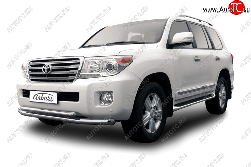 55 999 р. Защита переднего бампера двойная (диаметр 76+57 мм) Arbori  Toyota Land Cruiser  200 (2012-2015) 1-ый рестайлинг  с доставкой в г. Воронеж