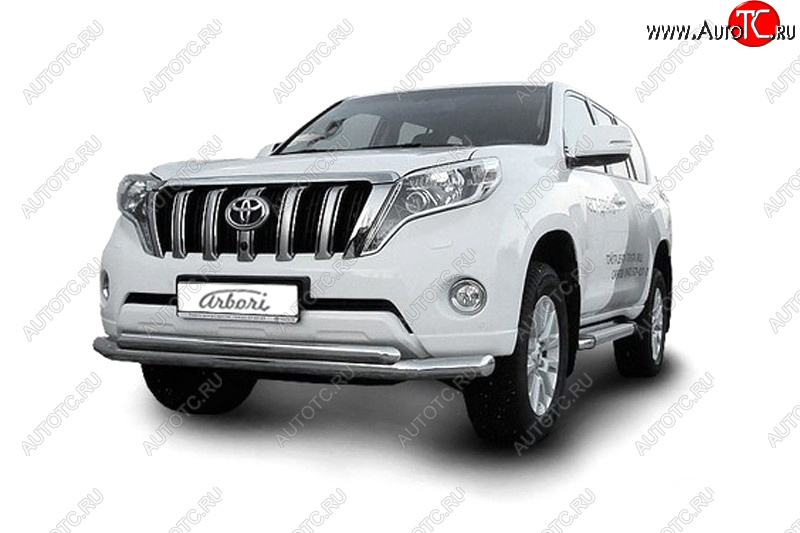 47 999 р. Защита переднего бампера двойная (диаметр 76+57 мм) Arbori  Toyota Land Cruiser Prado  J150 (2013-2017) 1-ый рестайлинг  с доставкой в г. Воронеж