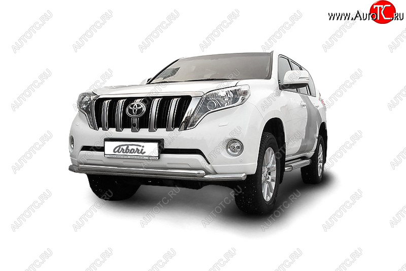 45 999 р. Защита переднего бампера двойная (диаметр 57+57 мм) Arbori  Toyota Land Cruiser Prado  J150 (2013-2017) 1-ый рестайлинг  с доставкой в г. Воронеж