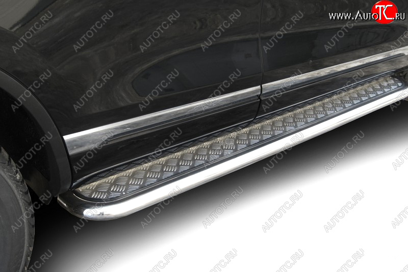 37 599 р. Защита порогов с подножкой (усиленная диаметр 57) Arbori Volkswagen Touareg NF дорестайлинг (2010-2014)  с доставкой в г. Воронеж