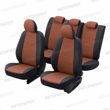 13 649 р. Чехлы на сиденья (экокожа, без подголовников) Автопилот Audi 80 B3 седан (1986-1991) (черный/коричневый)  с доставкой в г. Воронеж. Увеличить фотографию 5