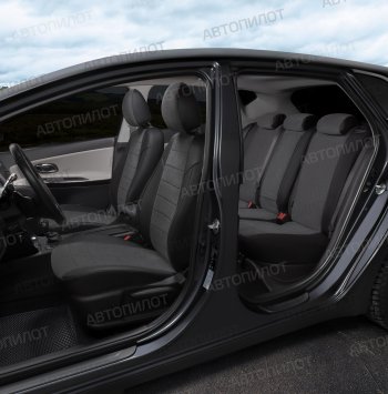 13 649 р. Чехлы на сиденья (экокожа/велюр, з.подг - горбы) Автопилот Audi 80 B3 седан (1986-1991) (черный/федерер)  с доставкой в г. Воронеж. Увеличить фотографию 8