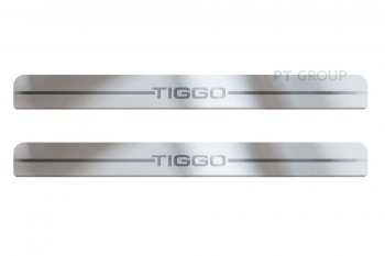 2 499 р. Пороги накладки Petroil Tuning  Chery Tiggo 7 PRO (2019-2025) (полированная нержавейка)  с доставкой в г. Воронеж. Увеличить фотографию 1